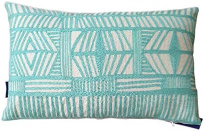 Aitliving Cushion Cover Cotton Canvas 1 pc Geometric Series Bolero Throw Lumbar Pillowcase Aqua Sky 30x50cm