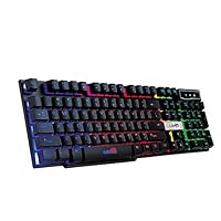 Homefami Rainbow Gaming Keyboard Colorful Lights LED Backlit Multimedia Keyboard Ergonomic USB Wired for Computer Gamers