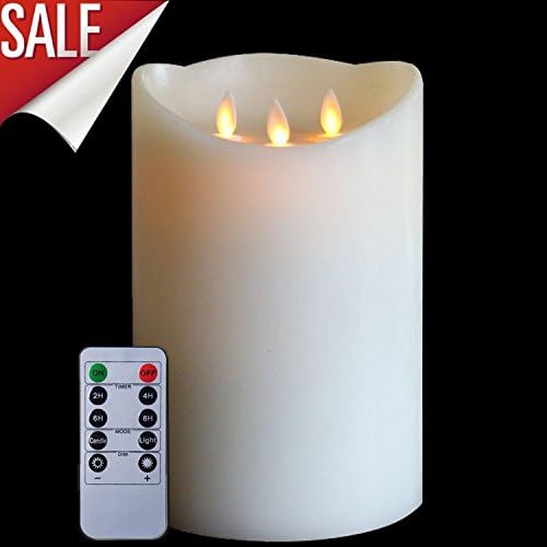 Flameless Candles,LED Votive Candles Unscented Battery Powered Candles, Pillar Candles With Remote Control Timer Perfect for Weddings, Christmas, Funerals, Souvenirs, Dia. 6"x10" Height