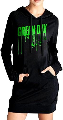 Green Day Logo Lady Long Hooded Sweatshirts Kanga Pocket