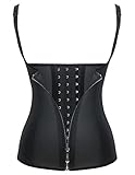 Burvogue Women's Clip&Zip Latex Waist Training Corset Vest (X-Large, Black)