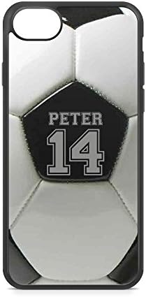 Compatible/Replacement Case Cover with Soccer Design and Custom Name and Number for iPhone 7 Black