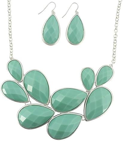 Ellenjewelry Mint Green Bubble Jewelry Sets Bubble Necklace Earrings Sets Statement Jewelry (B-0054)