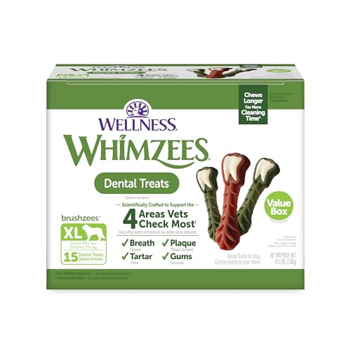 Wellness WHIMZEES Value Pack Natural Dog Dental Treat, Chews, Freshens Breath, Extra-Large Size, 64 oz Box, 15 Count