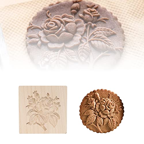 Cutter, Provence Rose Cookie Stamp, stampo in legno 3D, stampo per biscotti in rilievo, stampo per decorazione artigianale