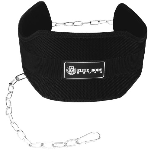 [- Elite Body Squad Dipping Belt - Pro Neoprene Dip Belt For Bodybuilding With Long 30 Inch Chain +