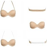 Plusexy Strapless Bra with Cear Straps and Back Push Up Halter Convertible Backless Bras for Women