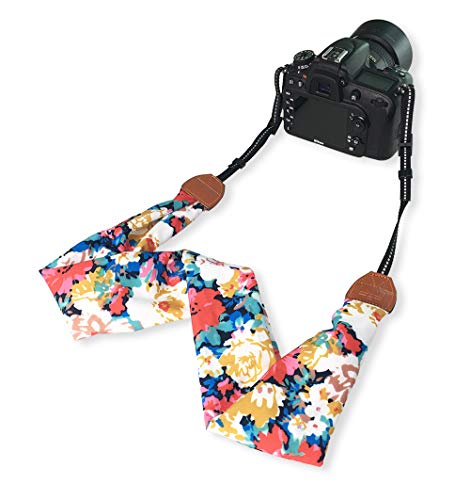 LONGTEAM Camera Strap, DSLR Camera Strap Universal Neck Shoulder Comfortable Scarf Camera Strap for Women (Flowers) - Thumbnail 2