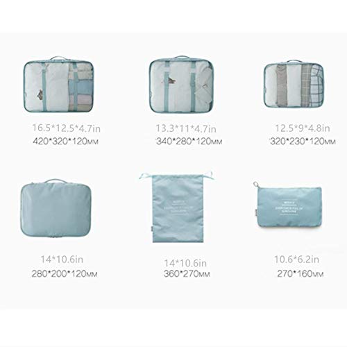 EFAILY Lightweight Luggage Packing Organizers 6 pcs Luggage Packing Organizers Packing Cubes Set for Travel (Light blue) - Thumbnail 4