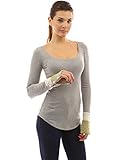 PattyBoutik Women's Scoop Neck Color Block Long Sleeve Blouse