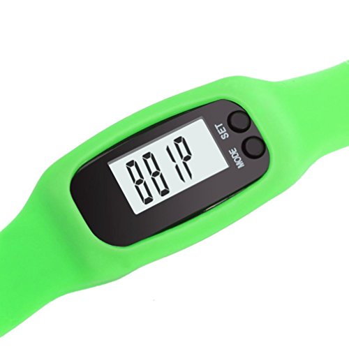 Voberry® Digital LCD Pedometer Run Step Walking Distance Calorie Counter Watch Bracelet (Green) - Thumbnail 2