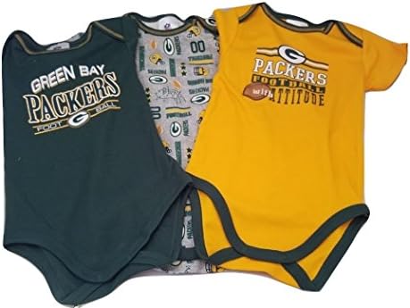 Packers Gerber Green Bay 3 Piece Onsesie/Baby Bodysuit Green, Gold, Gray (18M)