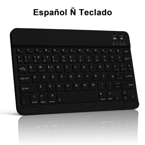 Bettdow Case with Keyboard for Samsung Galaxy Tab S10 Lite/S10 FE 10.9 Inch 2025, Detachable Spanish Ñ Keyboard with Case for Galaxy Tab S10 FE/Tab S9 FE 10.9 Inch/Tab S9 11 Inch, Black