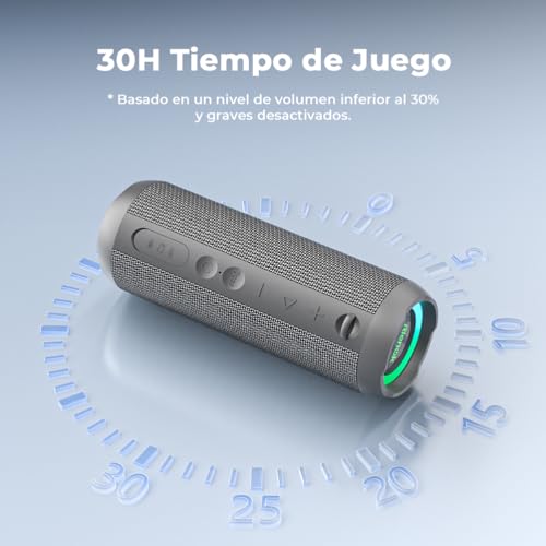 RIENOK Bluetooth Speaker 5.3 Portable Wireless Speaker IPX7 Waterproof Computer Speakers, Bass, Stereo Sound, Supports Micro SD AUX, Grey