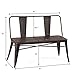 COSTWAY Industrial Dining Bench 2 Person Mid-Century Vintage Wood Seat Metal Backrest and Legs Indoor Outdoor Patio Garden Bench with Floor Protectors