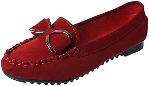 Staron Walking Flats Loafer for Women Cute Bow Buckle Flat Casual Slip-on Driving Loafers Round Toe Walking Shoes