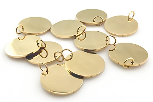 Stainless Steel Gold Plated Round Blank Disc Pendants - Quantity 20 (22mm)