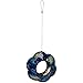 Sunnydaze 10-Inch Glass Mosaic Hanging Bird Feeder for Outdoors - Fly-Through Wild Bird Feeder - Indigo Flower Mosaic