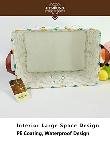 HUNRUNG Rectangle Storage Basket Cute Canvas Organizer Bin for Pet/Kids Toys, Books, Clothes Perfect for Kid Rooms/Playroom/Shelves (Pineapple)