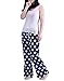 HDE Womens Cotton Pajama Pants Wide Leg Sleepwear Casual Loose Lounge PJ Bottoms,Navy Blue White Polka Dots,Medium