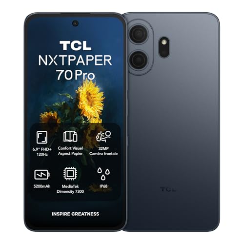 TCL NXTPAPER 70 Pro 5G smartphone 6.9 FHD+ 120Hz 8GB+512GB 5200mAh big battery 33W fast charge Anti-glare Anti-blue light display Protect your eyes 50MP OIS+EIS camera, IP68, Dual SIM, Stellar Blue