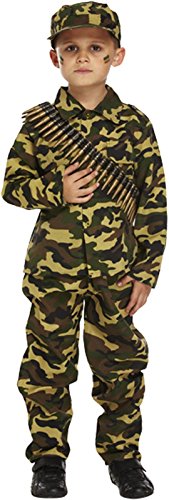 Boys Camouflage WW1 WW2 Army Soldier Boy Military Armed Forces Costume Age 7-9