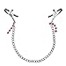 Chains with Clamps by BeSTreaM and Nipple Clips Silver Metal Vintage Hearts Non Piercing One Pair