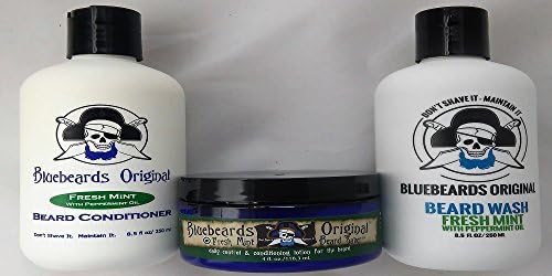 Bundle - 3 Items: Bluebeards Original Beard Wash, Beard Conditioner and Beard Saver - Fresh Mint with Peppermint Oil - Total 21 fl oz