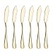 6 Piece Butter Knife 6-inch Stainless Steel Cheese Spreader Knives Set Table Silverware Dishwasher Safe, Packs of 6 (Gold)