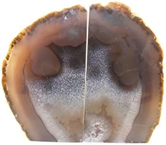 Natural Colored Geode Druzy Quartz Inclusions Brazilian BANDED Agate Geode Polished Bookend Pair W: 6-1/2'' H: 5-1/4'' D: 1-1/2'' Weight (pair): 2 Lbs 13.2 oz.