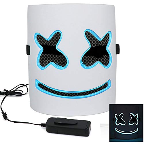 West Bay Light up DJ Mask, Halloween Masks Halloween Party Decor Music Festival Face Mask Cosplay Prop Party Bar Adjustable Rope Costume Masks Blue LED Lights