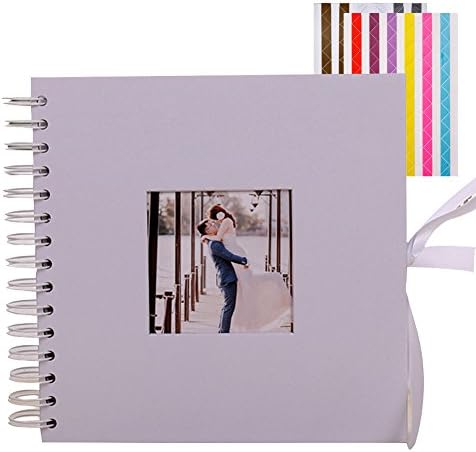 FORUSKY 12 x 12 inch DIY Scrapbook Photo Album for Wedding Guest Book, Family Scrapbook, Valentine’s Day Gifts, Engagement, Anniversary, Travel Memory Book, Graduation Memory Album (White)