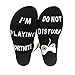 Mens Do Not Disturb Im Playing Socks Womens Funny Ankle Casual Novetly Birthday Gifts Stocking
