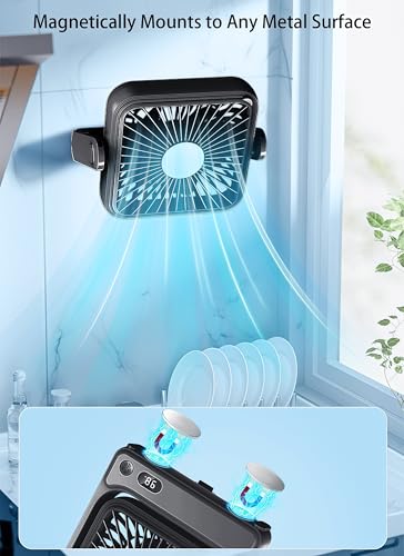 Magnetic Travel Fan, 5000mAh Ultra-Slim Cruise Approved Fan Rechargeable, 4-Speed, Hook Design, Portable Fan for Cruise Ship Cabin, Bedroom Sleeping, Camping, Travel & Cruise Essentials 2026