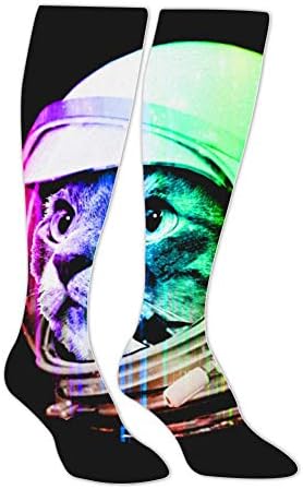 Long Stockings Astronaut Space Cat Tube Knee High Socks Athletic Sports Leggings Cozy Socks for Man Women