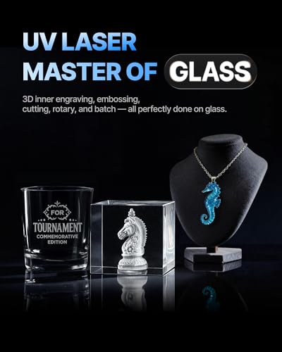 xTool F2 Ultra UV Laser Engraver, 5W UV Laser, 3D Inner and Fine Glass Engraving, Dual 48MP Cameras, 15,000 mm/s High Speed, AI Powered 2D-to-3D Software, Ultra-Precise Detail on Glass Plastic Acrylic