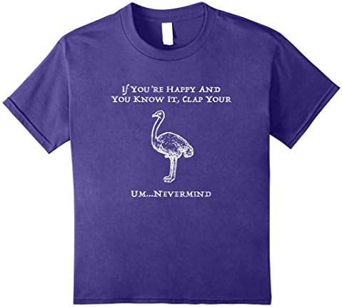 Kids Distressed If You're Happy Ostrich T-Shirt 8 Purple
