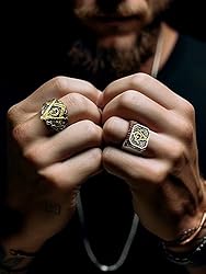 FaithHeart Vintage Viking Runes Rings for Men