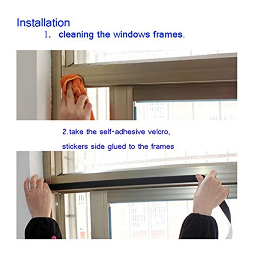 Black DIY Self-Adhesive Window Screen Mesh Net Curtain Invisible Screens Window with Tape Anti Mosquito Bug Easy to Use Take Apart Wash 130cmx150cm - Thumbnail 6