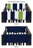 Baby Crib Side Rail Guard Covers for Navy Blue and Lime Stripe Bedding Collection
