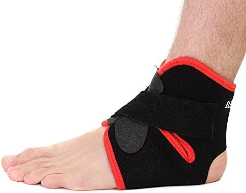 Elevate Fitness Ankle Support Brace Breathable Neoprene, Universal One Size, Black with Red Trim