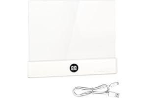 SUTENG Flat Book Light, Rechargeable Clear LED Smart Reading Light with 3 Colors & Timer, Dimmable Full Page Panel Plate Lamp, Eye Protection, Portable Flat Reading Light for Bedside, Travel, Study (White)