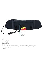 cámara de respaldo y Kit de Monitor, chuanganzhuo 4.3" Espejo retrovisor monitor para auto para DVD VCR Auto Cámara reversa + CMOS Placa de auto Retrovisor Cámara Trasera de Respaldo Cámara de parqueo con 7 LED de visión nocturna