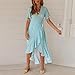Women’s Warp Tie Split Dress – Ladies Summer Irregular High Low Hem Maxi Dresses – V Neck Ruffle Vacation Dressthumb 2