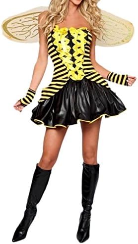 Prettycostume Women's Cute Sexy Honey Bumble Bee Halloween Costume Party Outfit
