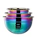 Mixing Bowls Set 18/8 Stainless Steel,Rainbow Salad Bowls 2 Piece Colorful Nesting Bowls Deep for Chef Prep Cooking, Baking,Salad Fruit,Food Preparation,Cake Measure Bowl Includes 2.5OT,1.5QT