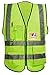 MISSLO 5 Pockets High Visibility Zipper Front Safety Vest with Reflective Strips, Neon Yellow(XS)