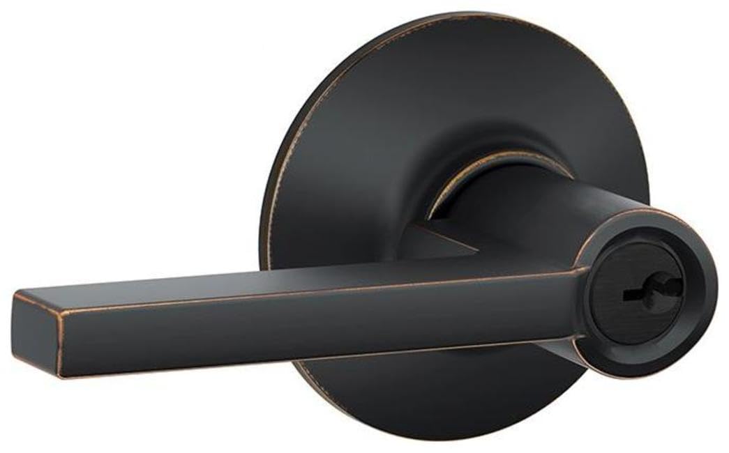 Photo 1 of **MISSING ASSEMBLY PIECES** Schlage F51A LAT 716 Latitude Door Lever, Keyed Entry Lock, Aged Bronze