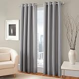 Gorgeous Home LINEN 84-Inch Curtain Drapes, Solid Silver Gray