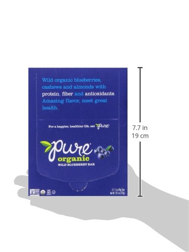 Pure Organic Wild Blueberry Bar, Gluten-Free, Certified Organic, Non-GMO, Vegan, Kosher, Plant Based Whole Food Nutrition Bar, 1.7 ounce (Pack of 12)
